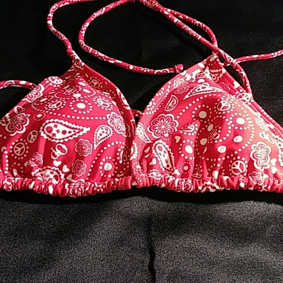 OP 2 Pc String Bikini Red/White Print L - Picture 3 of 8